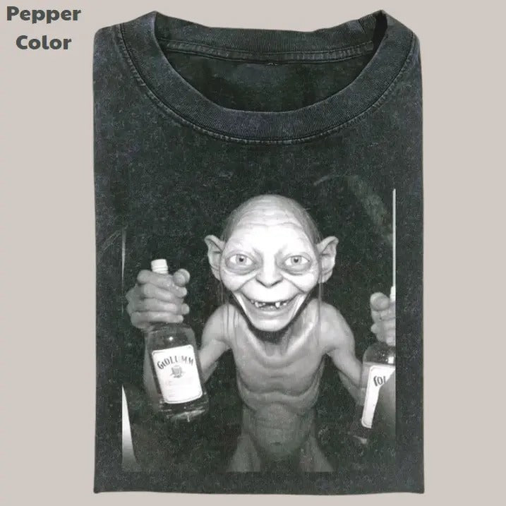 Lord of the Rings Vintage Tee, Party Hard Gollum T-Shirt, Meme Cringe Funny Dumb Shirts, Unisex Movie Shirt Menswear...
