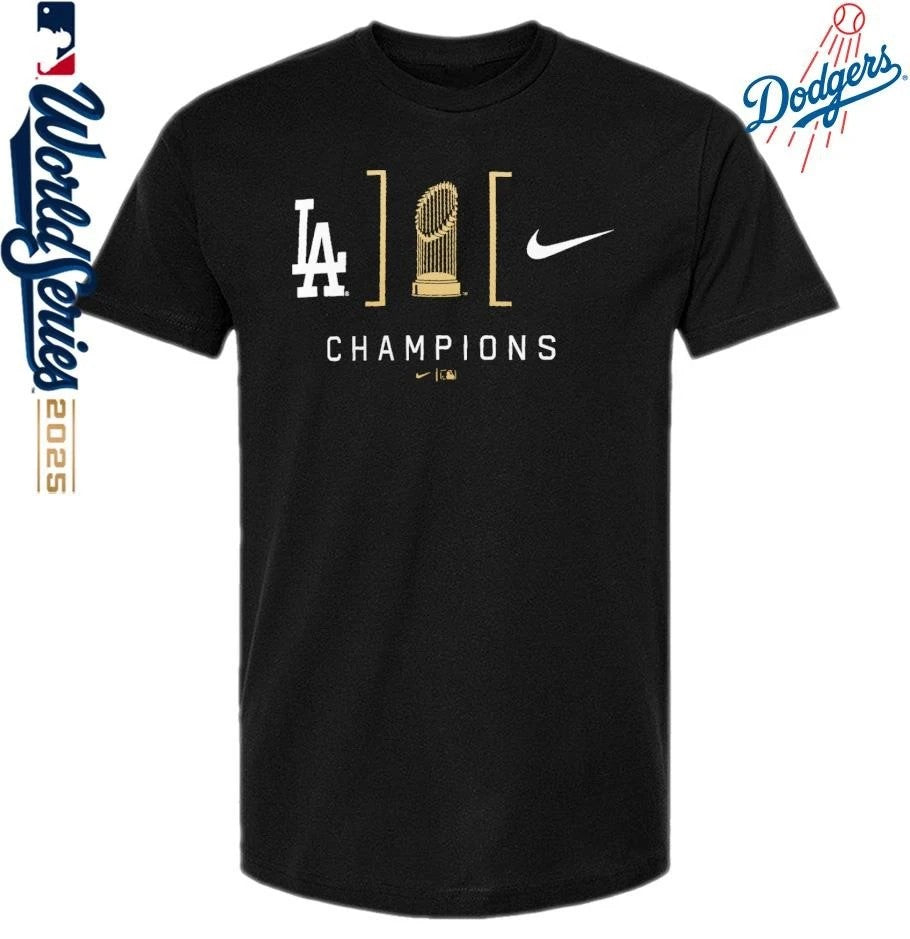 Los Angeles Dodgers 2025 MLB World Series Champions Lockup T-Shirt