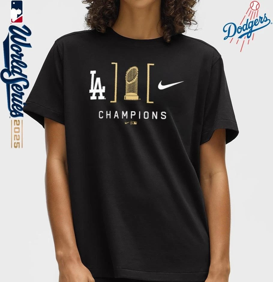Los Angeles Dodgers 2025 MLB World Series Champions Lockup T-Shirt