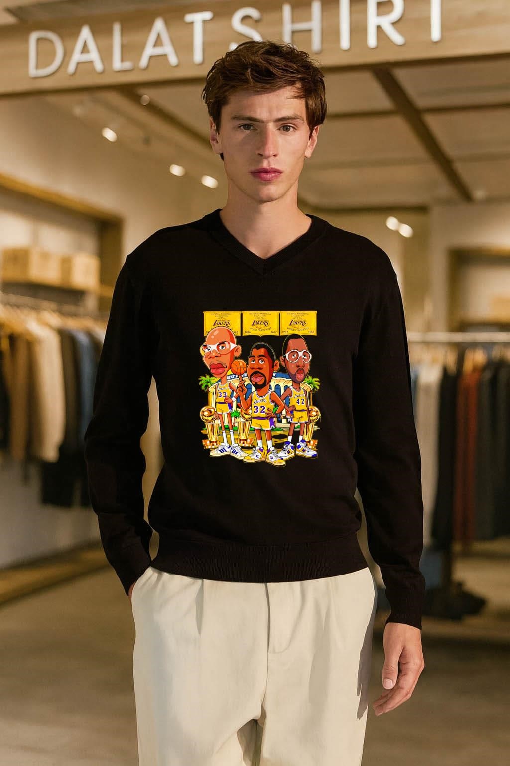 Los Angeles Lakers 1985 1987 1988 World Champions Kareem Abdul-Jabbar Magic Johnson James Worthy shirt