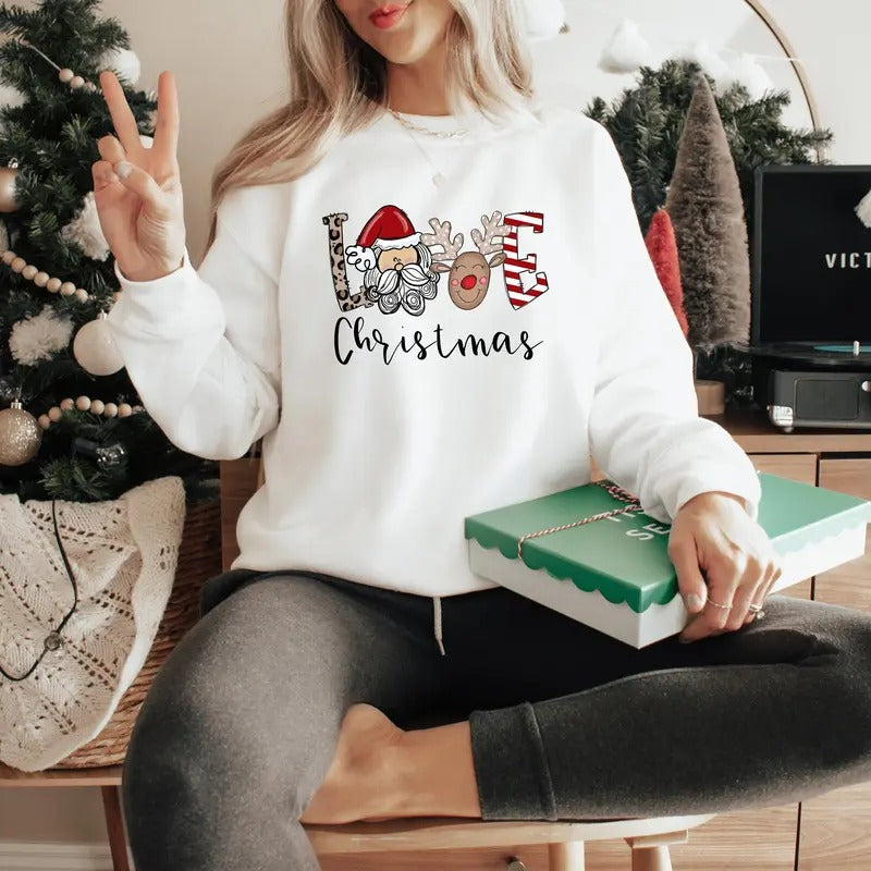 Love Christmas Shirt, Christmas Shirt for Women, Merry Christmas Shirt, Christmas Santa Claus shirt, Christmas gift,...