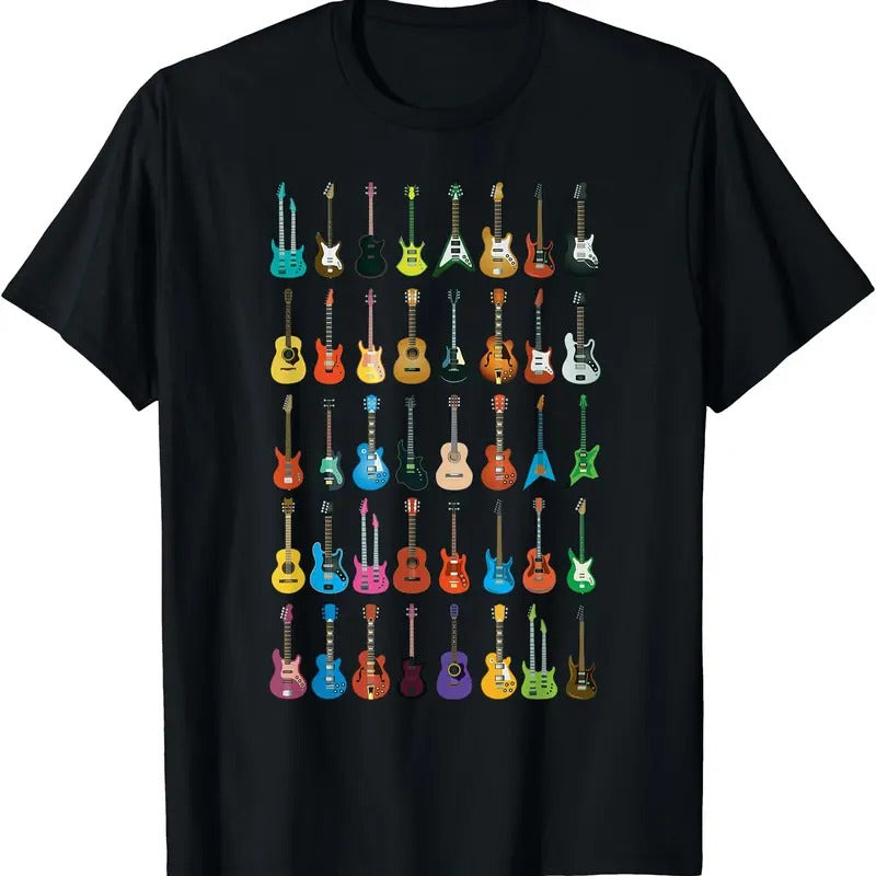 Love Guitar Different Guitars Music Lover Funny Gift T-Shirt | Unisex Cotton Tee, Short Sleeve, Crewneck, Size S-5XL...