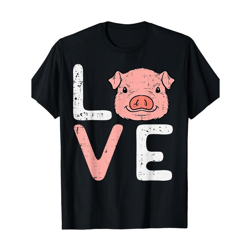 Love Pig Cute Hog Farmer Swine Farm Animal T-Shirt-100% Cotton 220g made in usa Hoodie, Sweatshirt | TeeBloomCo.com