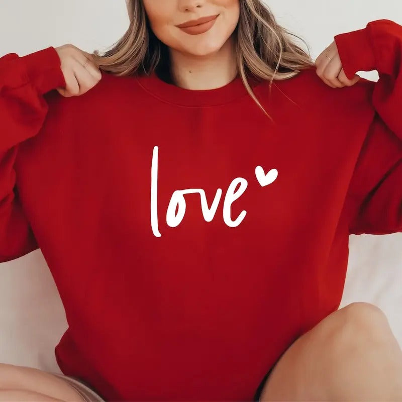 Love Sweatshirt, Heart Hoodie, Valentines Day Sweatshirt, Women's Sweatshirt, Couple Sweatshirt, Gift For Her, Love...
