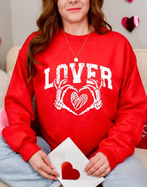 Lover Distressed Skeleton Hands with Heart Valentines Day Sweatshirt T-Shirts, Hoodie | TeeBloomCo.com