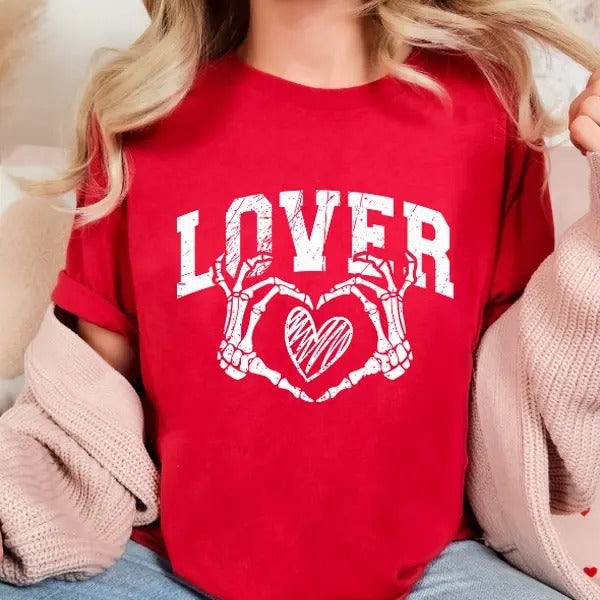 Lover Distressed Skeleton Hands with Heart Valentines Day Unisex softstyle T-shirt Fit Top Hoodie, Sweatshirt