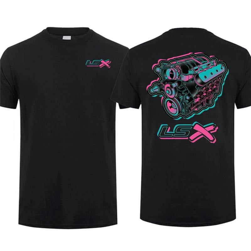 Lsx Swap Engines 2-sided T-shirt Lsx Chevy Shirt Car Parts Cotton Tee, Menswear Car Parts Short Sleeve Hoodie, Sweatshirt