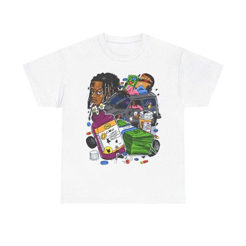 Lucki Rapper Y2k 90s Hip-Hop Vibes Heavy Cotton Graphic T-Shirt Tshirt Shirt HipHop Rap Tee Casual Menswear Retro Top...