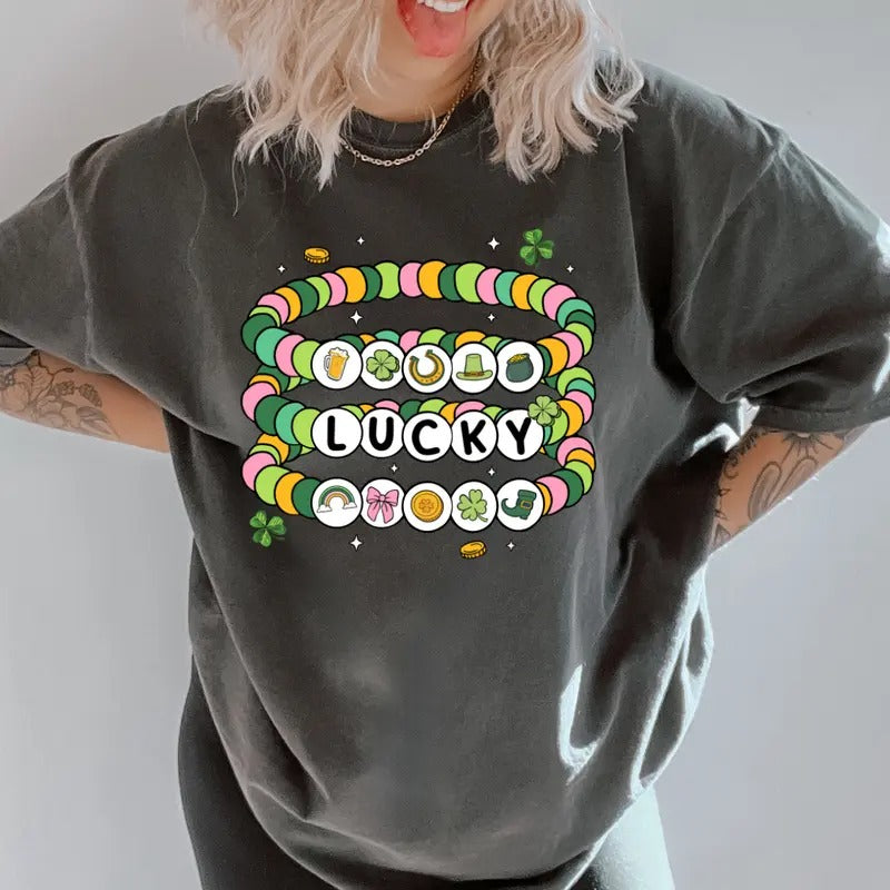 Lucky Charm Bracelet Shirt ~ Unisex Apparel Relaxed Fit Printed In The USA Clothing Womenswear Casual Comfort Cotton Boho...