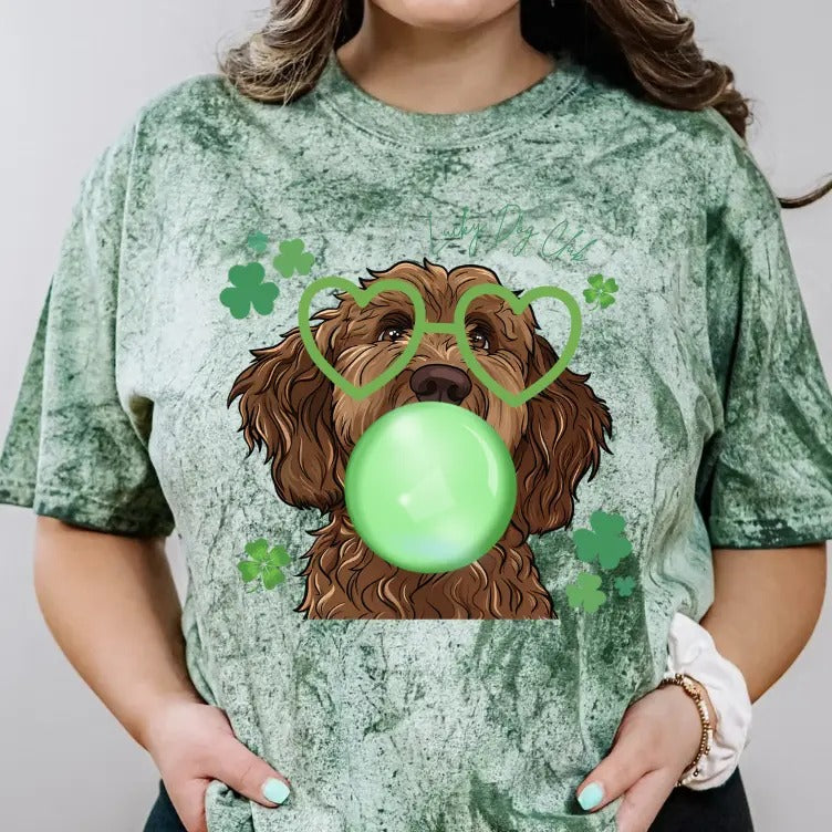 Lucky Dog CHOCOLATE LABRADOODLE Shirt ~ Unisex Apparel Relaxed Fit Printed In The USA Clothing Womenswear Casual Comfort...
