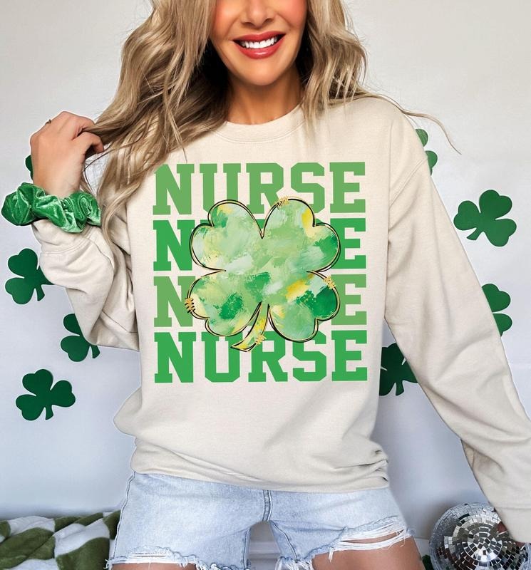 Lucky Nurse St Patricks Day St Patricks Shamrock Sweatshirt T-Shirts, Hoodie | TeeBloomCo.com