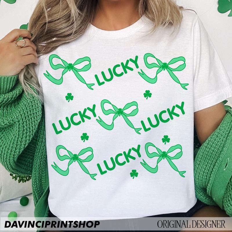 Lucky St Patricks St Patricks Day Lucky St Patricks Coquette Bow St Patricks Day Shirt Clover Irish Day Hoodie, Sweatshirt