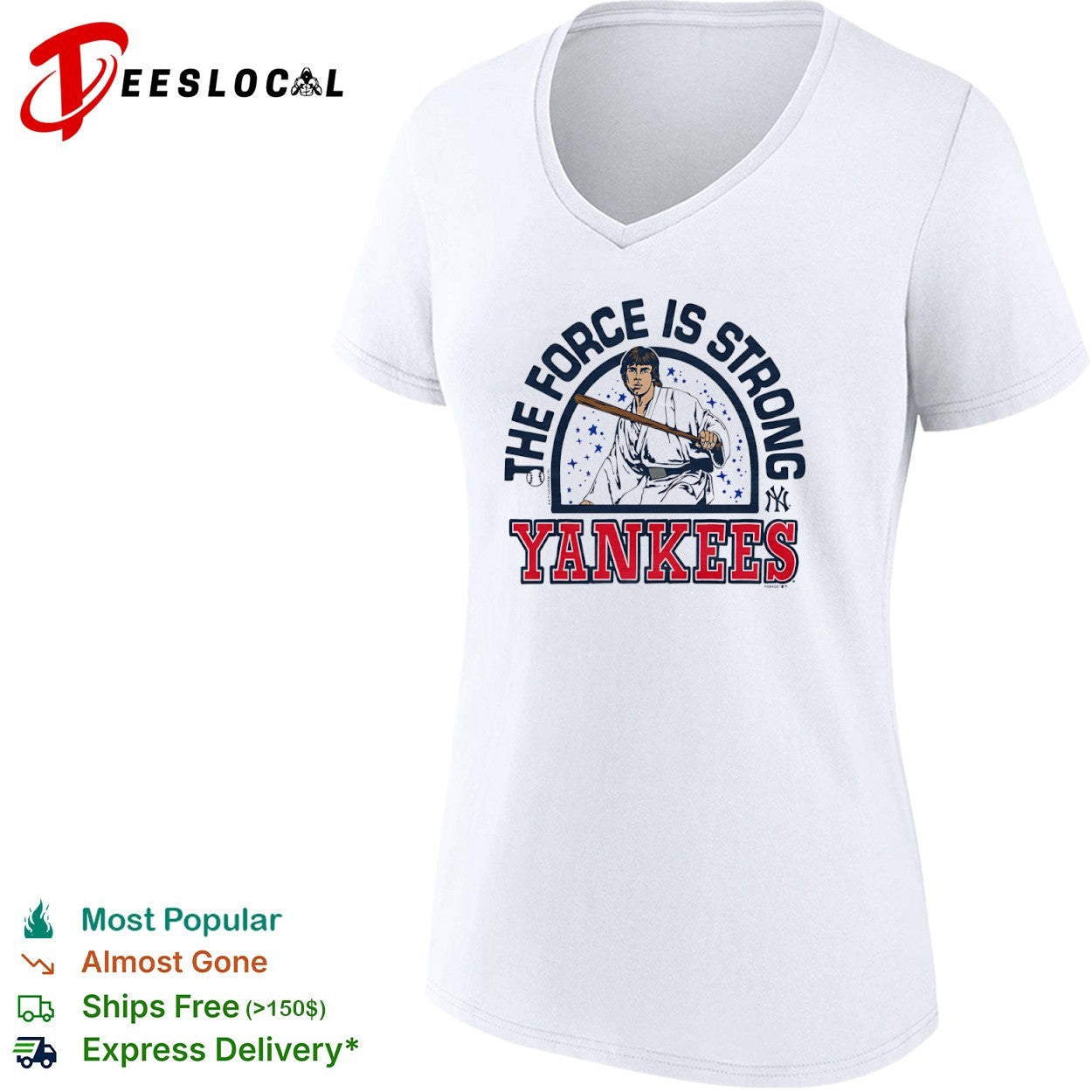 Luke Skywalker New York Yankees MLB The Force is Strong Star Wars Parody Shirt