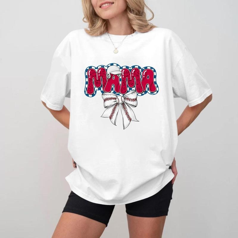 MAMA White Bow T-shirt, Soft Cotton Unisex Crewneck Hoodie, Sweatshirt | TeeBloomCo.com