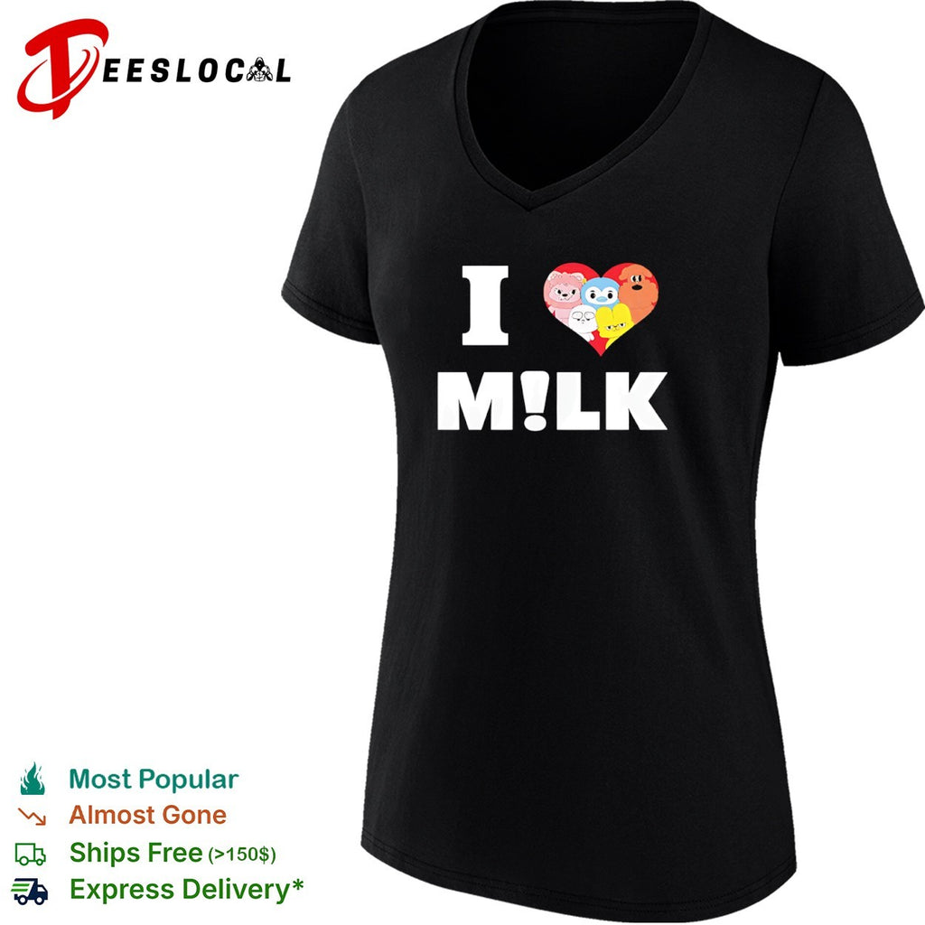 MILK NewJeans Bunny Characters I Love Milk NewJeans Members Heart Fan Art shirt