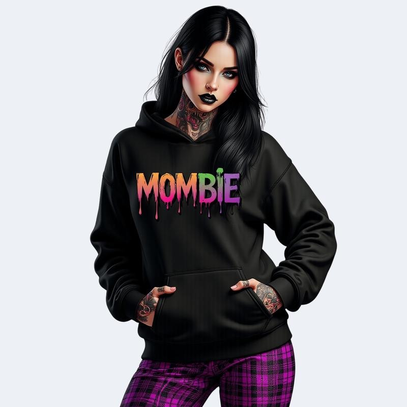 MOMBIE Streetwear Y2K Halloween Crewneck Sweatshirt T Shirt or Hoodie Grunge Aesthetic Pullover Casual Comfort Skulls...