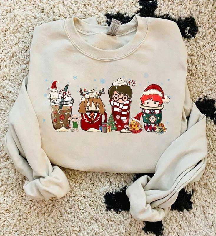 Magic Harry Coffee Latte Christmas Sweatshirt, HP Christmas Sweatshirt, HP Coffee Latte Sweater, Pumpkin Spice Latte, HP...