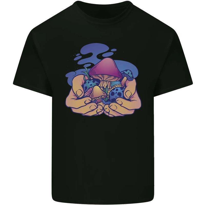 Magic Mushroom Hands Mycology Trippy Mens Cotton T-Shirt Tee Top Made in USA Hoodie, Sweatshirt | TeeBloomCo.com
