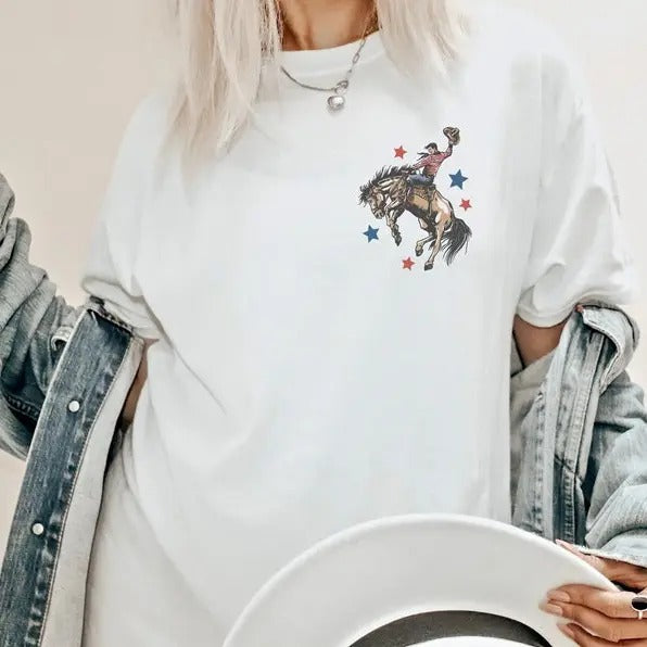 Make America Cowboy Again Shirt, Bucking Bronco, July 4th Tee, America Shirt, Patriotic Shirt, Cowboy Shirt, Western 2...