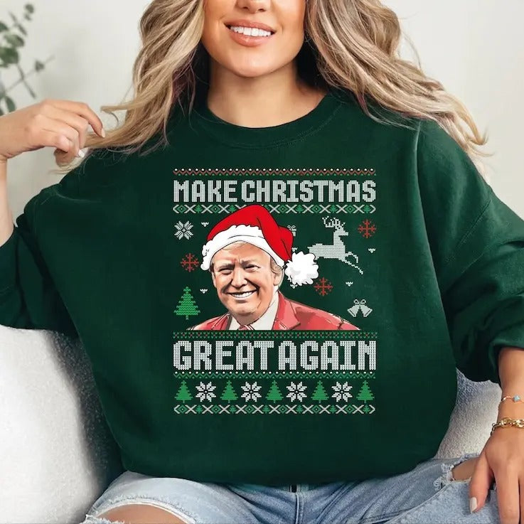 Make Christmas Great Again Sweatshirt, Christmas Donald Trump Hoodie, Family Christmas Gift, Christmas Republican Sweater...