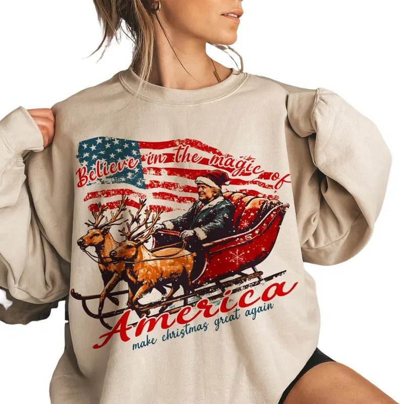 Make a christmas great again Trummmp Christmas Sweatshirt, Christmas Santa Trummp Shirt Gift Hoodie | TeeBloomCo.com