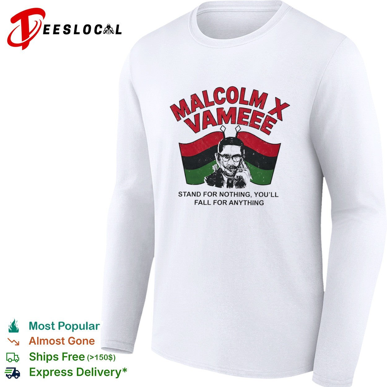 Malcolm X Vameee Stand for nothing you will fall for anything shirt