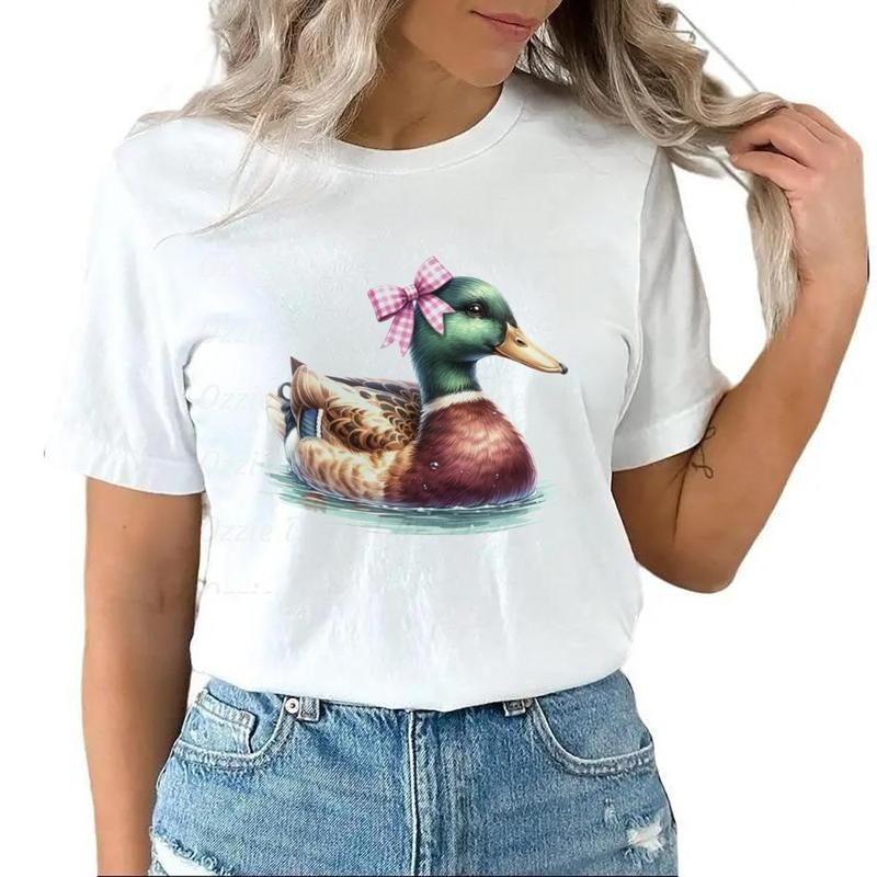 Mallard Duck T-shirt Coquette Bow Hunting Western T-Shirt Sweatshirt Unisex Hoodie Cotton Top | TeeBloomCo.com