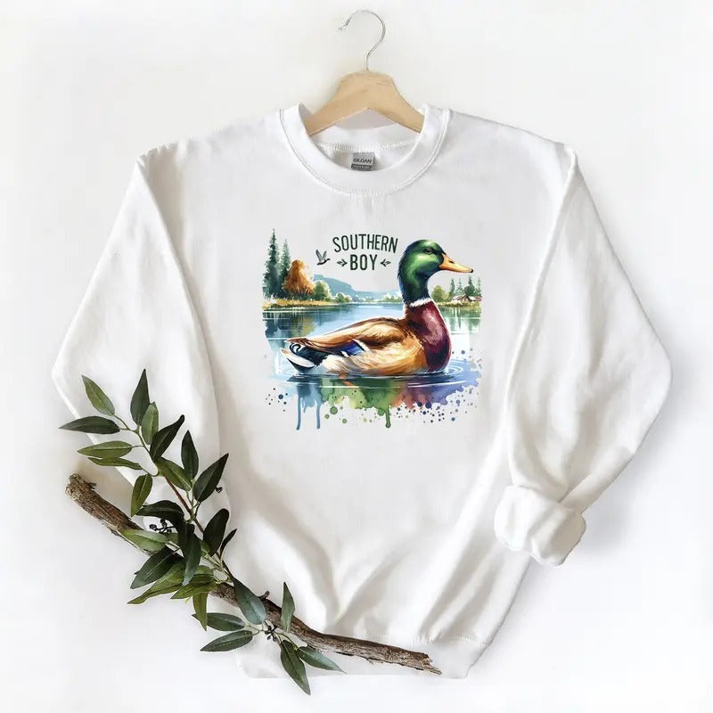 Mallard Duck Western Southern Boy Hunting Sweatshirt, hoodie, Tshirt Unisex Cotton Fabric | TeeBloomCo.com