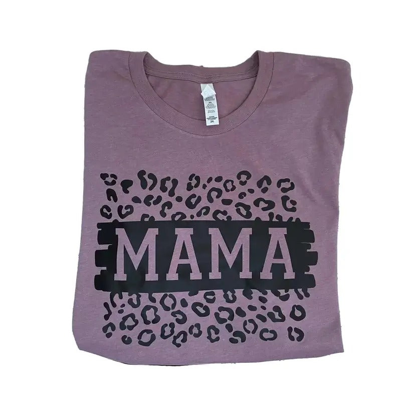 Mama Leopard t-shirt - Womenswear casual unisex T-shirt  - funny graphic tees 