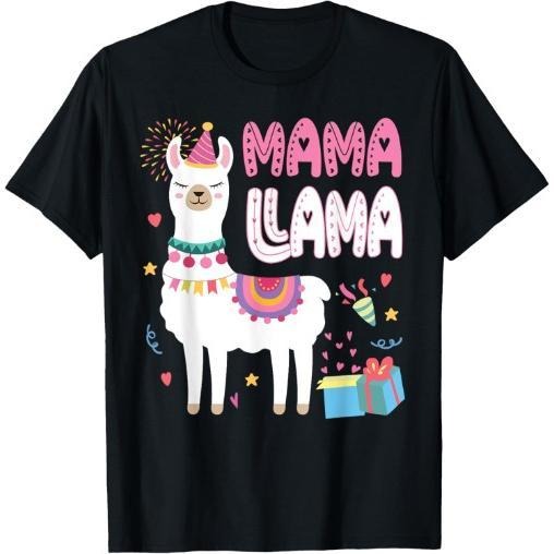 Mama Llama Mom Of The Birthday Llama Birthday Theme T-Shirt Made in USA Hoodie, Sweatshirt | TeeBloomCo.com