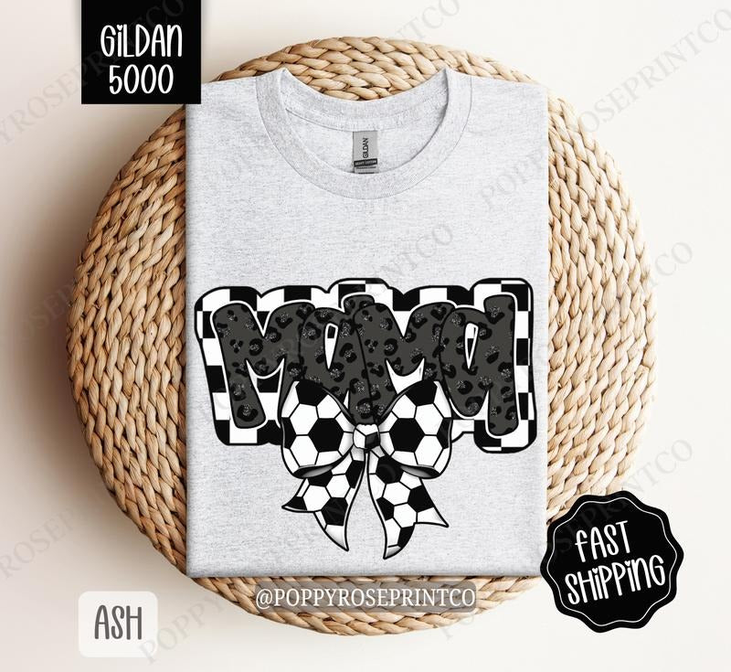 Mama Soccer Bow Gildan T-shirt, Soccer Mom Shirt, Soccer Mama Tee Hoodie, Sweatshirt | TeeBloomCo.com
