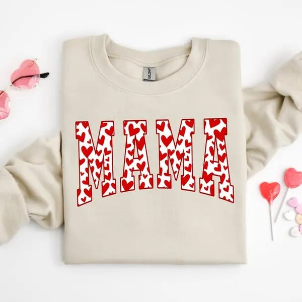 Mama Sweatshirt, Valentines Day Shirt, Mama Valentine Shirt, Valentine Sweatshirt Hoodie | TeeBloomCo.com