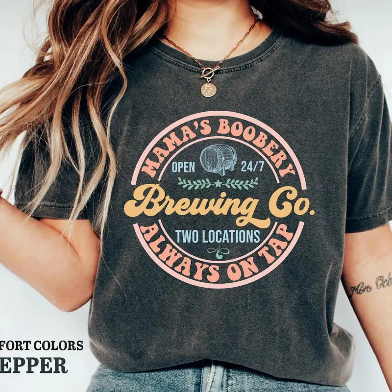 Mamas Boobery Breastfeeding Shirt Funny Mom Sweater - New Mom Gift - Crewneck By Always On Tap Brewing Co
