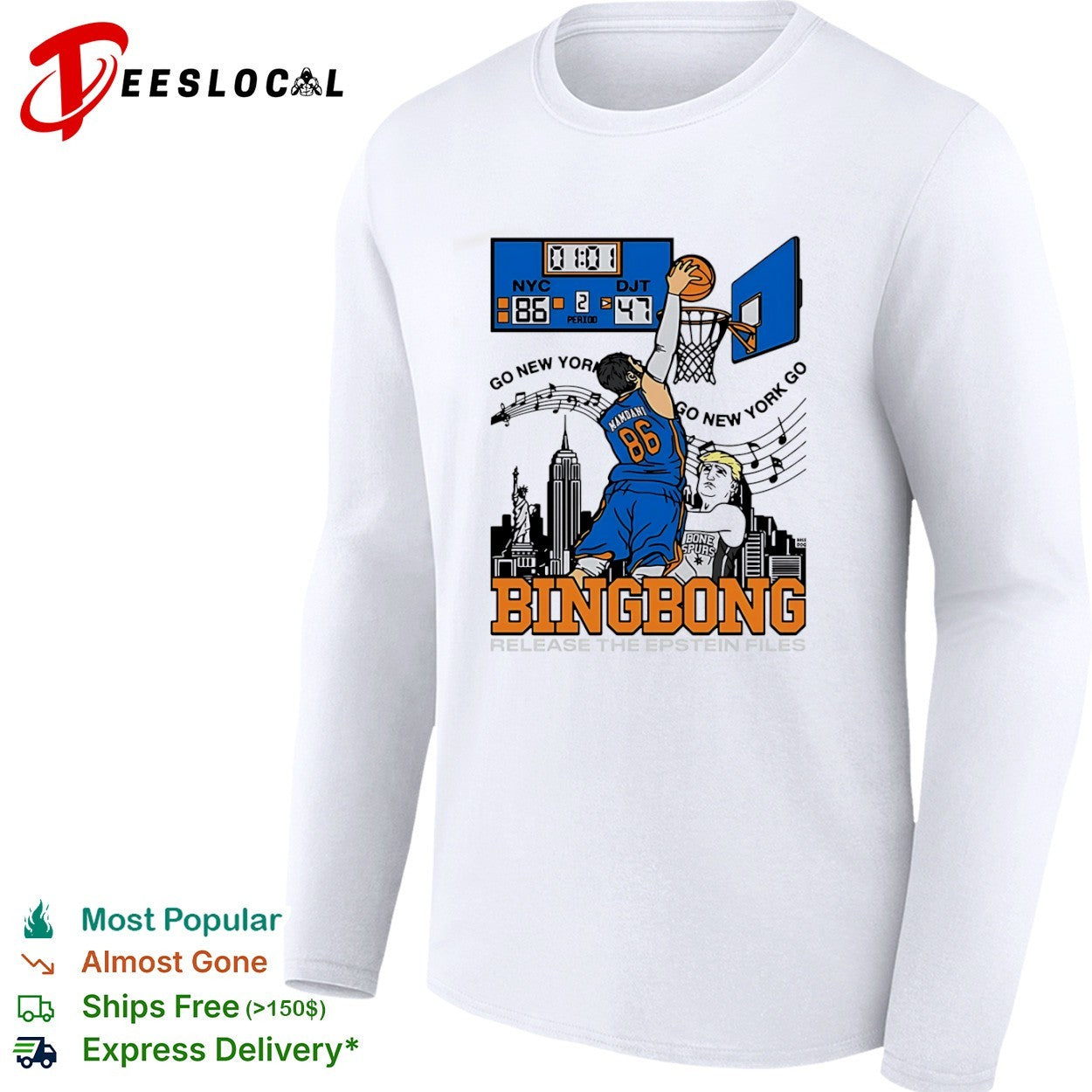 Mamdani Donald Trump New York Knicks NBA Bingbong Release the Epstein Files shirt