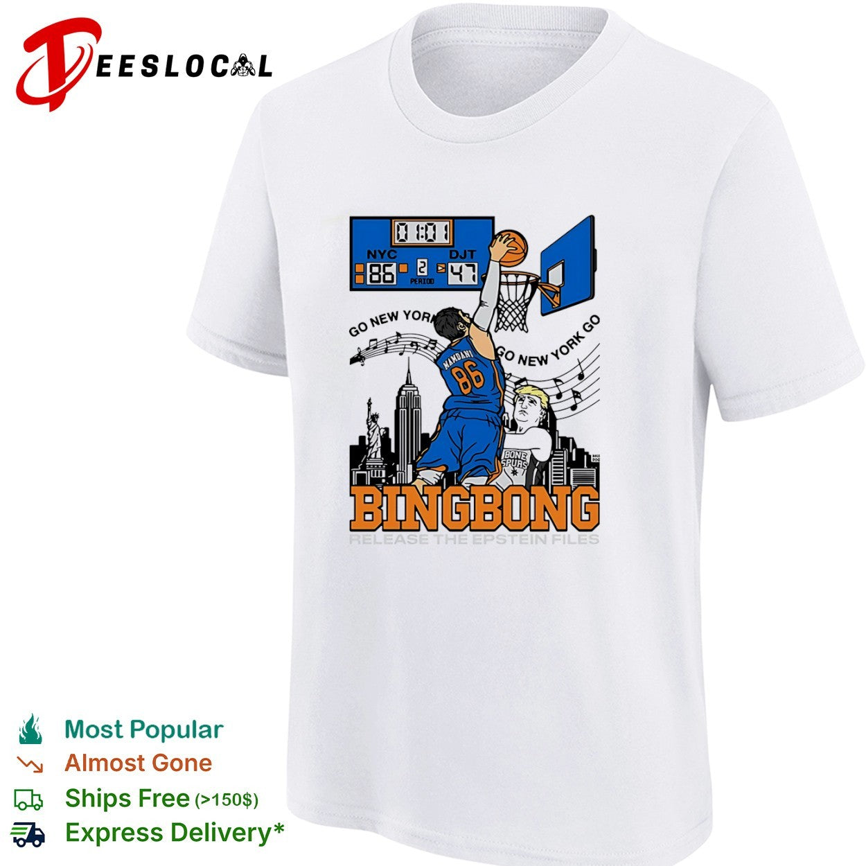 Mamdani Donald Trump New York Knicks NBA Bingbong Release the Epstein Files shirt