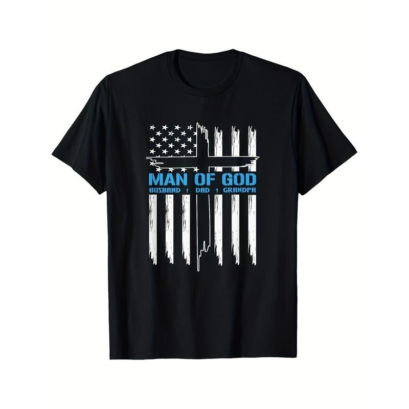 Man Of God Cross American Flag Jesus Christian Tee T-Shirt, Men's T-Shirt made in usa Hoodie, Sweatshirt | TeeBloomCo.com