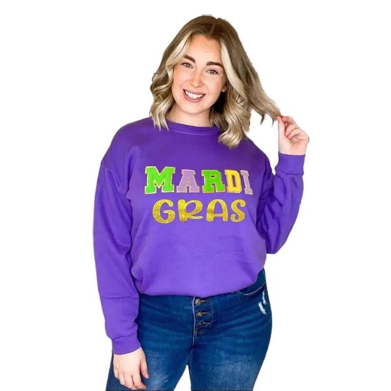 Mardi Gras Ideal Chenille Sweatshirt T-Shirts, Hoodie | TeeBloomCo.com