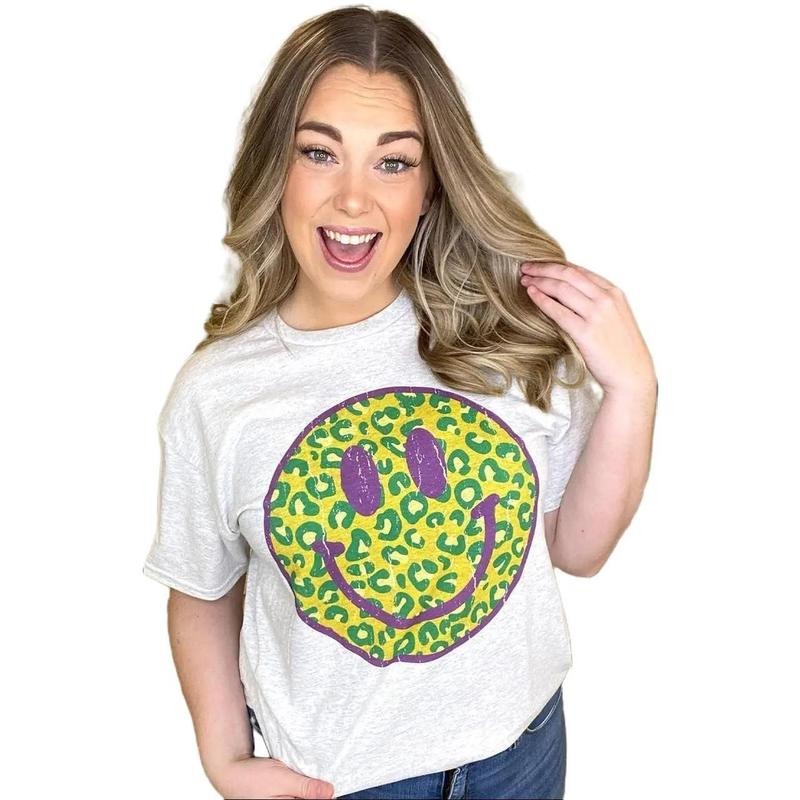 Mardi Gras Smiley T-Shirt Hoodie, Sweatshirt | TeeBloomCo.com