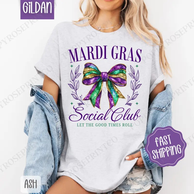 Mardi Gras Social Club Shirt Gildan, Fat Tuesday Women's Tee, Holiday Women's Tshirt Plus Sizes Hoodie, Sweatshirt
