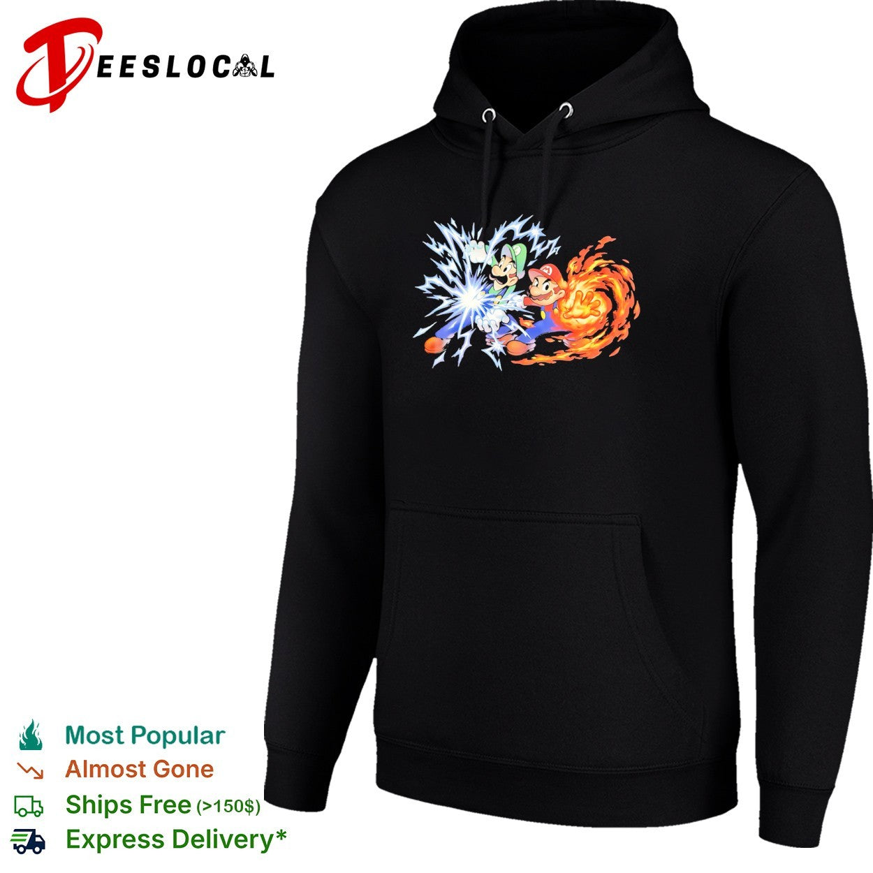 Mario and Luigi Super Mario Bros Elemental Power Lightning and Fire Magic shirt