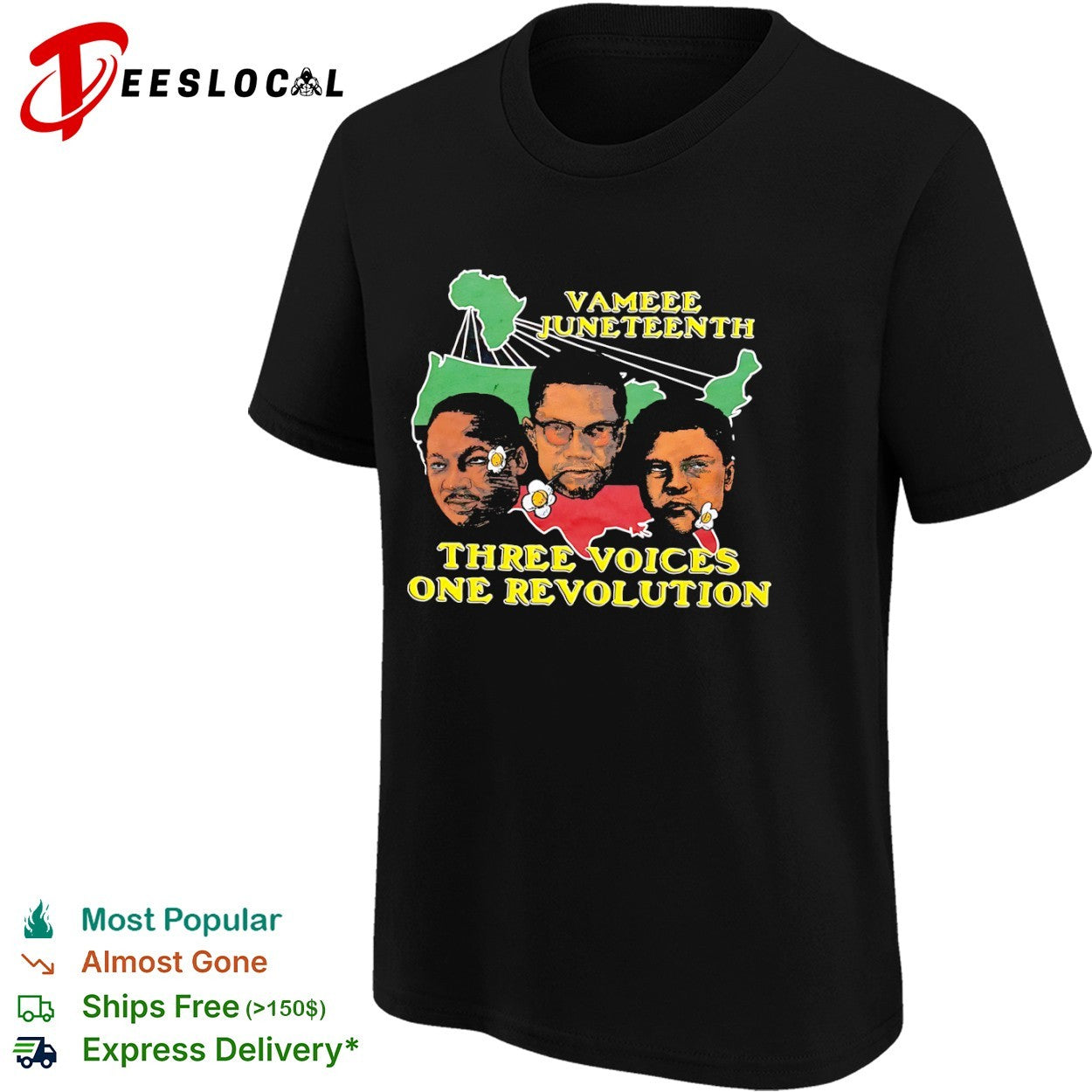 Martin Luther King Jr Malcolm X Muhammad Ali Vameee Juneteenth Three Voices One shirt