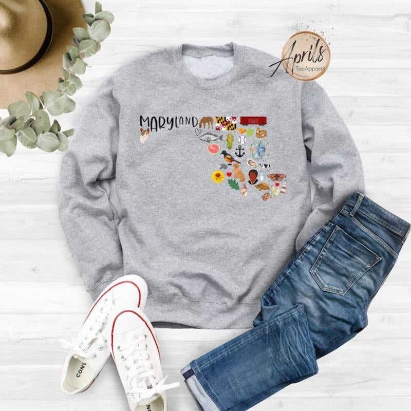 Maryland Sweatshirt, Maryland Hoodie, State Shirt Classic Fashion | TeeBloomCo.com