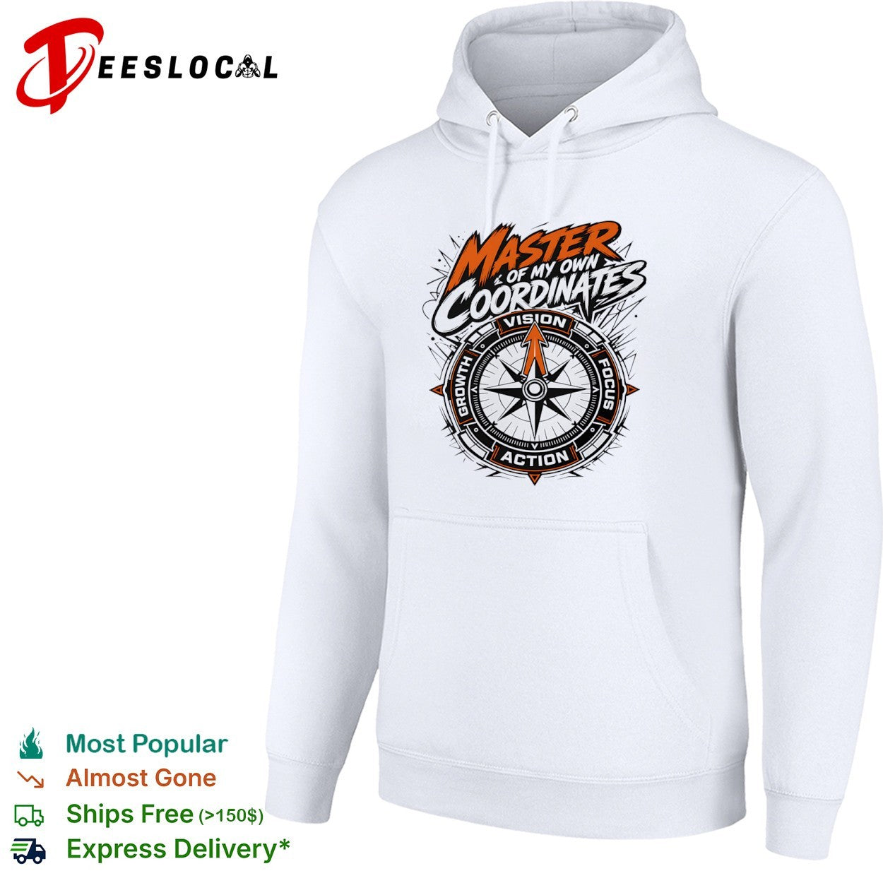 Master of my own coordinates vision focus action growth compass motivation shirt
