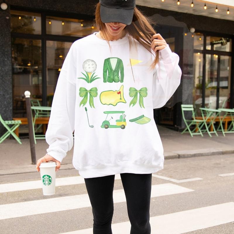 Masters Golf Tournament Coquette Bow Graphic Tee, Watercolor Masters Trendy Graphic Tee or Sweatshirt Hoodie | TeeBloomCo.com