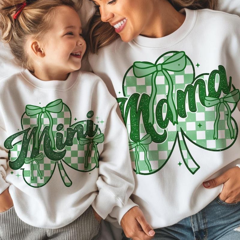 Match Mama Mini St Patricks Day Shirt, St Patricks Day Lucky Shirt,Coquette Bow Irish Shirt, Shirt, St Patricks Day...