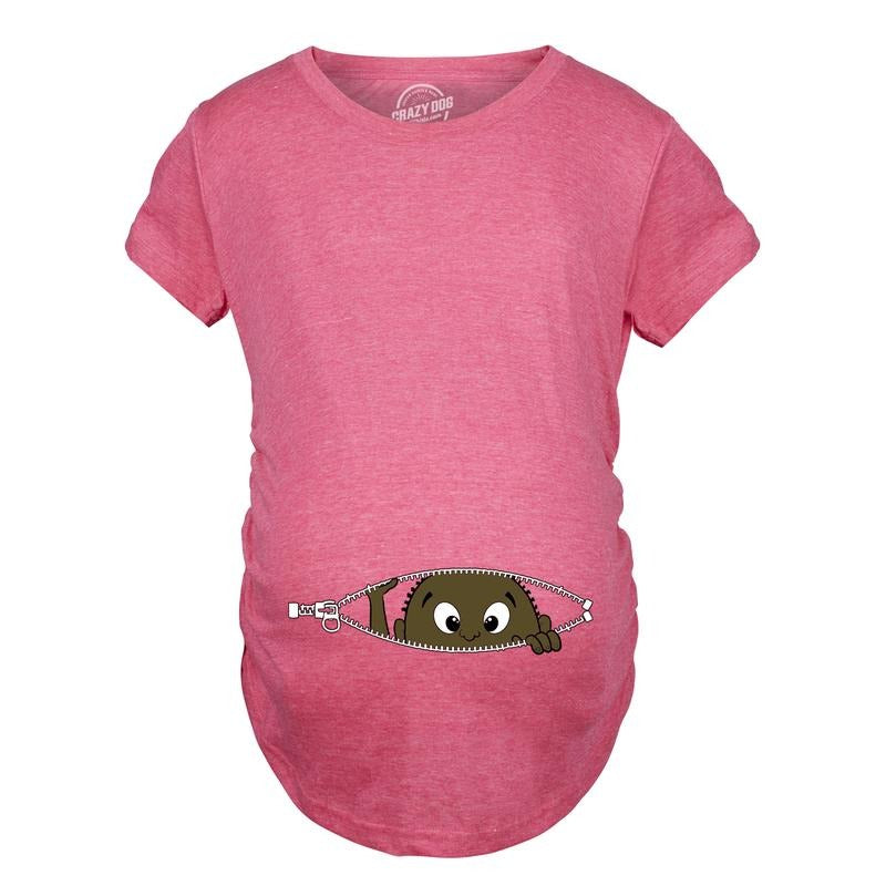 Maternity African American Baby Peeking Funny T shirts Pregnancy Annoucement T shirt Funny Graphic Maternity Tee Cute...