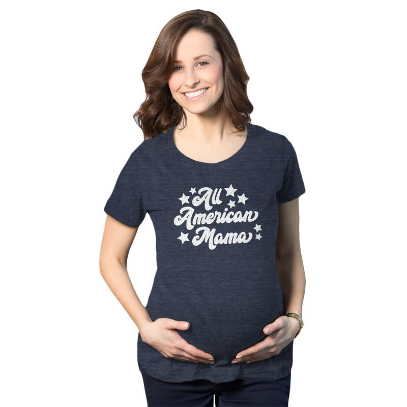 Maternity All American Mama T Shirt Cute 4th Of July Pregnancy Tee Funny Graphic Maternity Tee Cute Pregnancy Tees With...