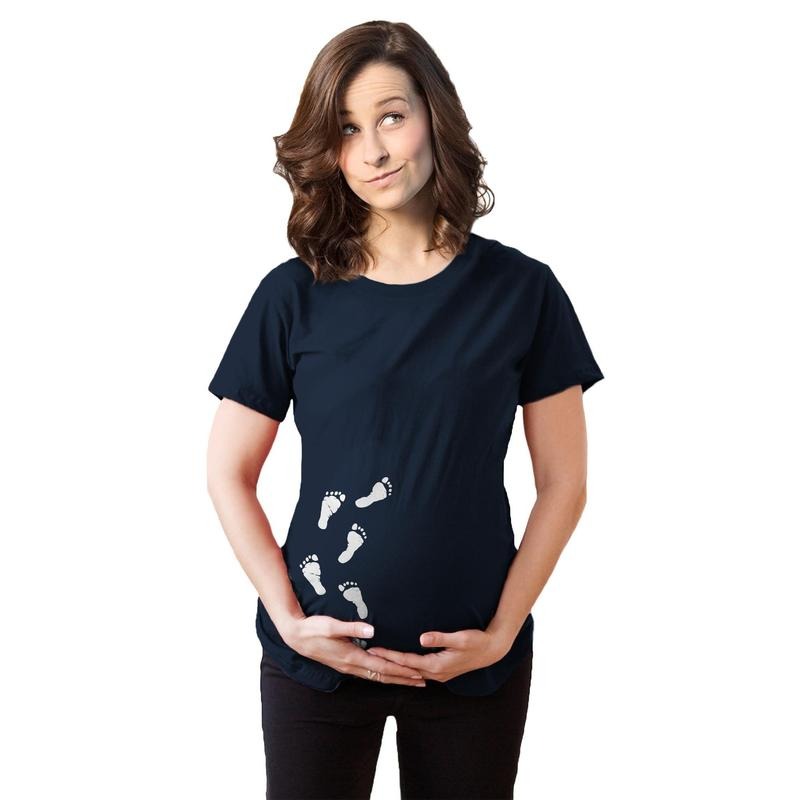 Maternity Baby Bump Footprints T Shirt Funny Cute Graphic Pregnancy Tee Funny Graphic Maternity Tee Cute Pregnancy Tees...