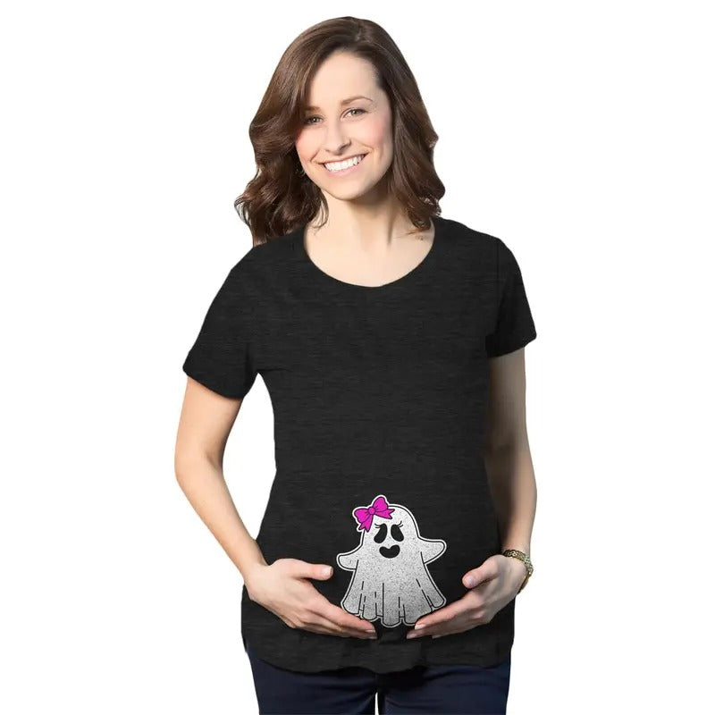 Maternity Baby Girl Ghost Pregnancy T Shirt Cute Funny Halloween Costume Tee Funny Graphic Maternity Tee Cute Pregnancy...