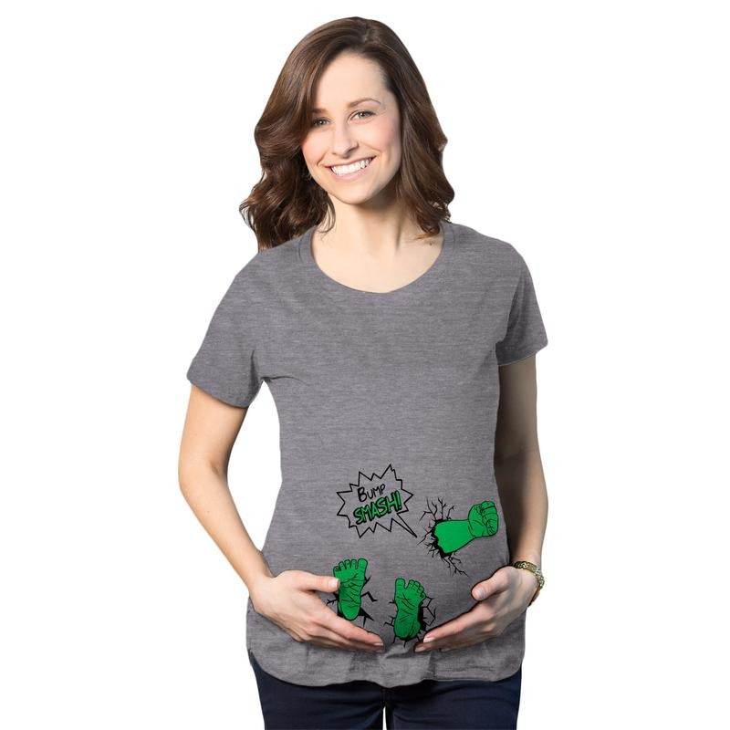 Maternity Bump Smash T shirt Funny New Baby Announcement Gender Reveal Pregnancy Funny Graphic Maternity Tee Cute...